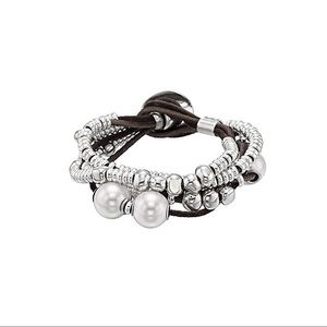 UNOde50 | ORION | Pearl Silver Beaded Bracelet NWT